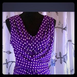 NWT Chaps Purple Polka Dot Sleeveless Dress L